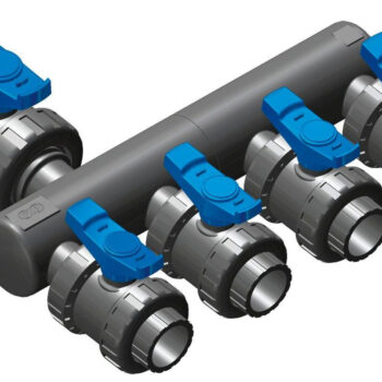 Sběrací potrubí – napojení 50mm lepením,2x přímé napojení ventilu 50mm