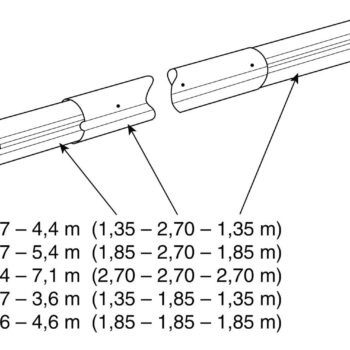 Teleskop. navíjecí tyč - délka: 3,7–5,4 m (eloxovaný hliník)