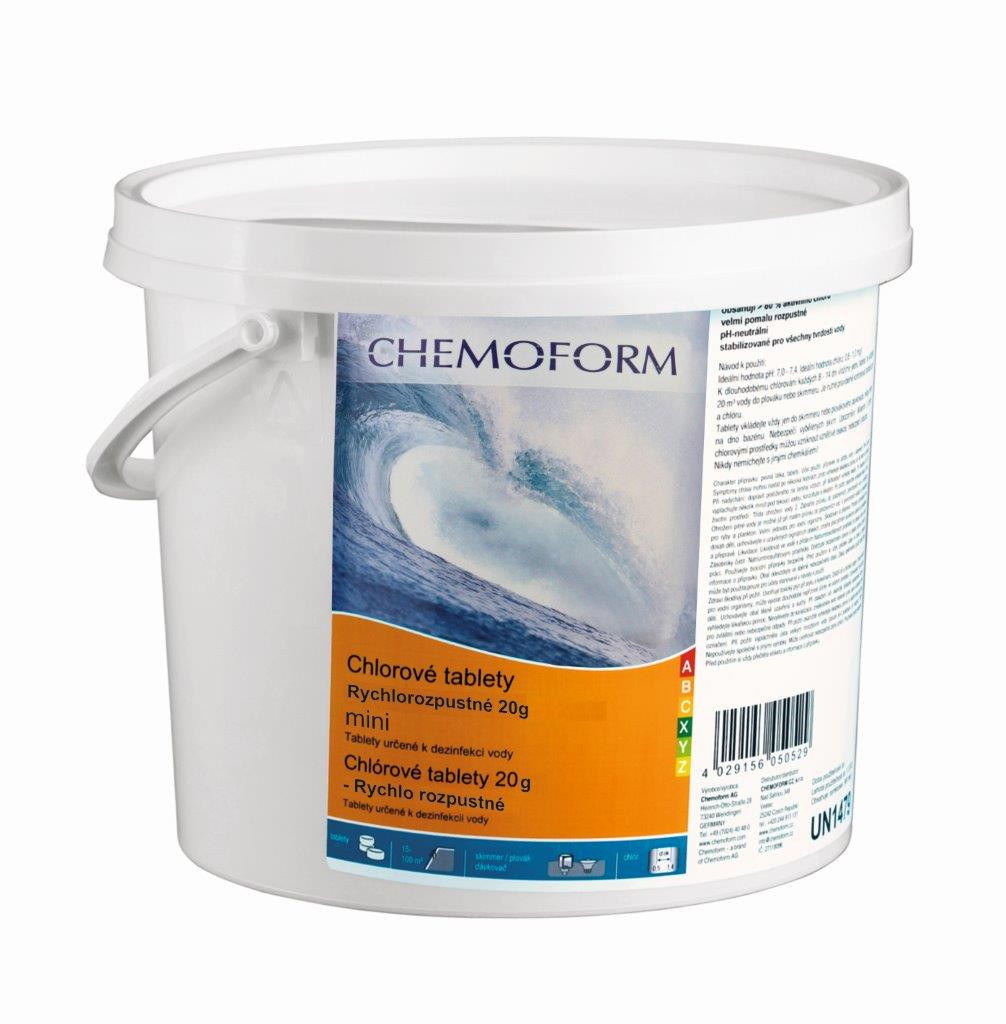 Chlórové tablety rychlorozpustné 20 g - mini - 3 kg Chlórové tablety rychlorozpustné 20 g - mini - 3 kg